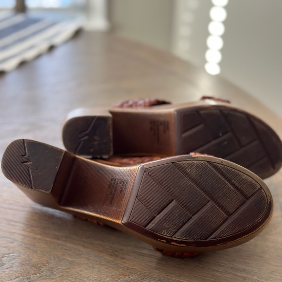 House of Harlow 1960 Brown Clog Platform Open Toe Braided Leather Sandals 10 - Picture 4 of 5